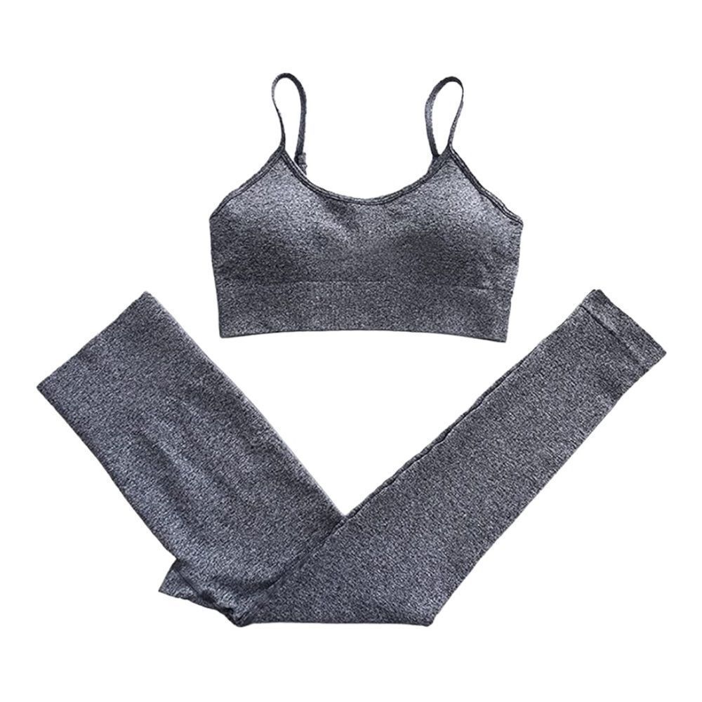 Women’s Coord High Waist Leggings & Sport Bra Gray 2 Pc Workout Set | Medium